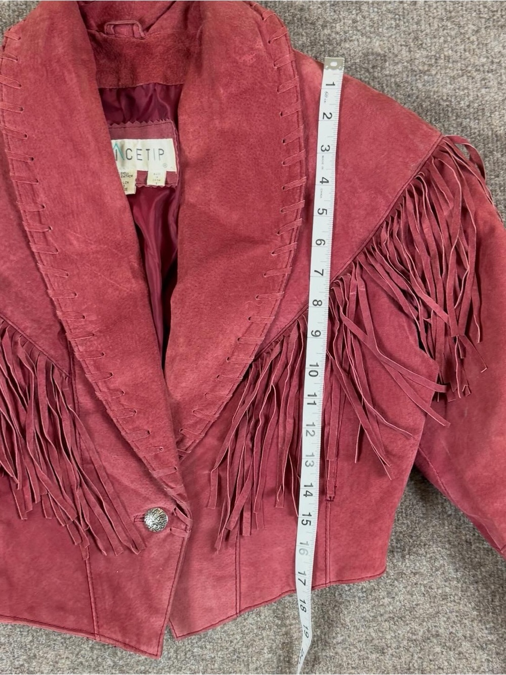 Vintage Red Suede Leather Cropped Fringe Jacket Women’s S Western Festival Boho - Picture 11 of 13